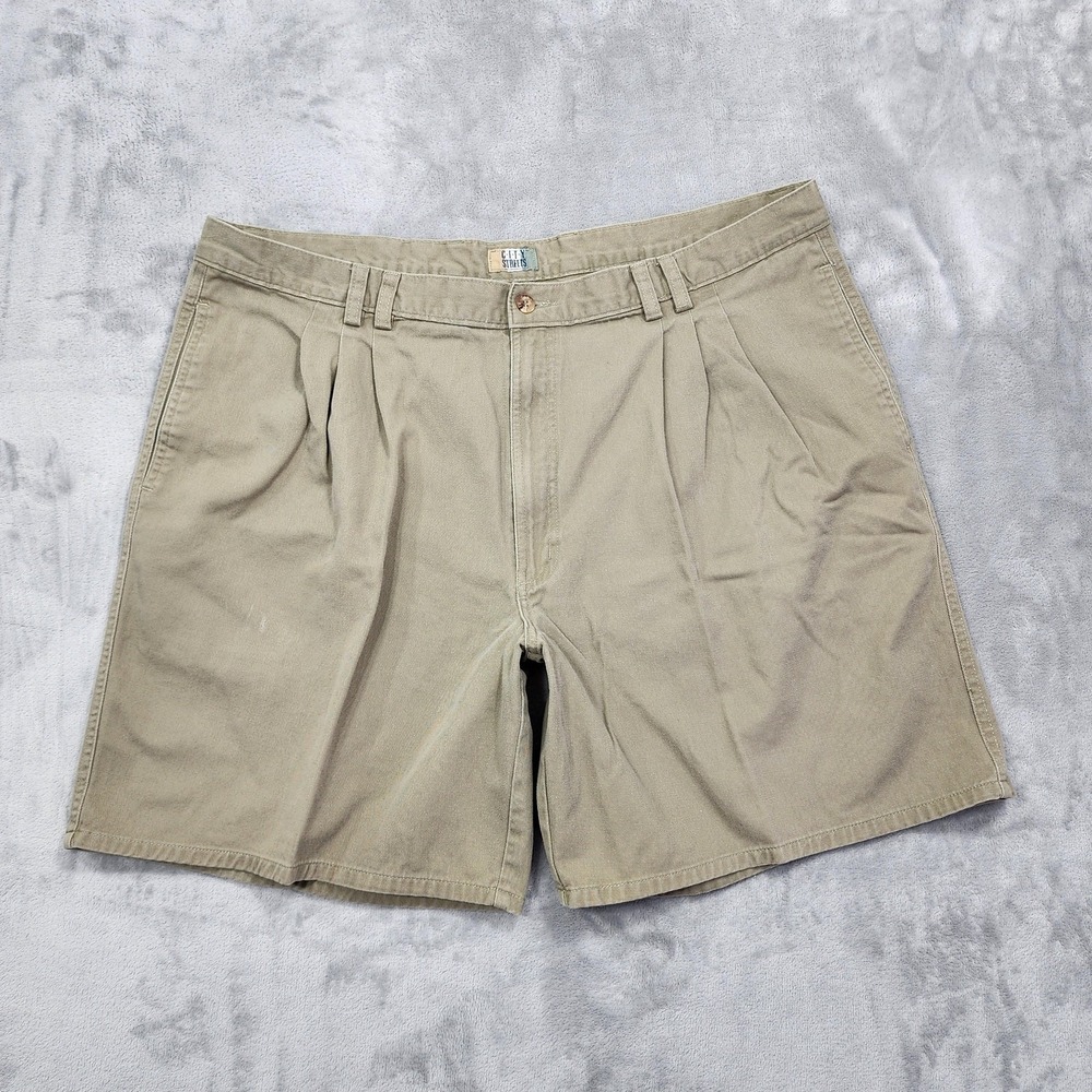 Vintage City Streets Shorts Mens 42 Beige Pleated Chino Relaxed Casual Preppy